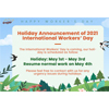 Anúncio de 2021 de férias Dia Internacional Dos Trabalhadores